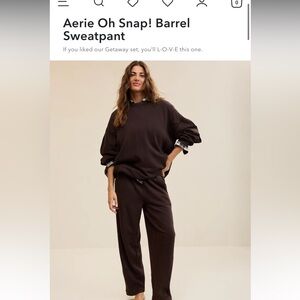 Aerie Dark Brown Barrel Sweatpant